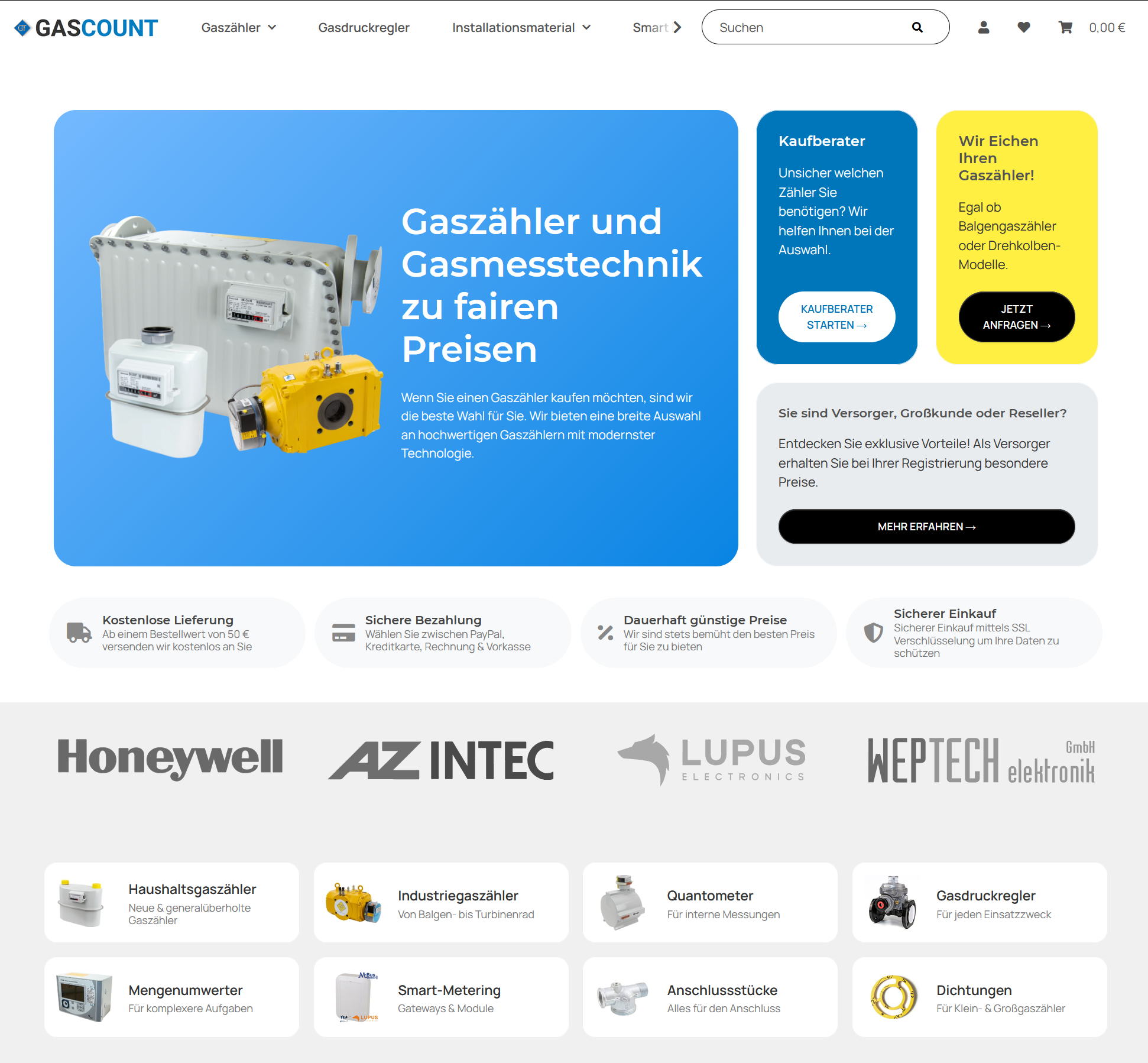 GT-GasCount.de Onlineshop – Gasmesstechnik Landingpage